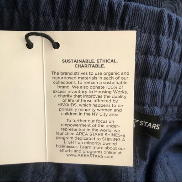 Area Stars NWT Women’s Navy Blue Ali Cropped Drawstring Cut Hem Pants Large - Picture 8 of 16